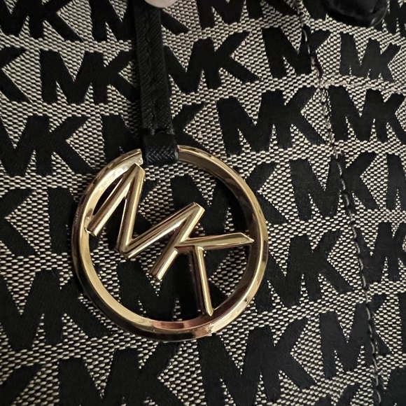 Michael Kors Signature Monogram Black and Tan Tote - Picture 7 of 13